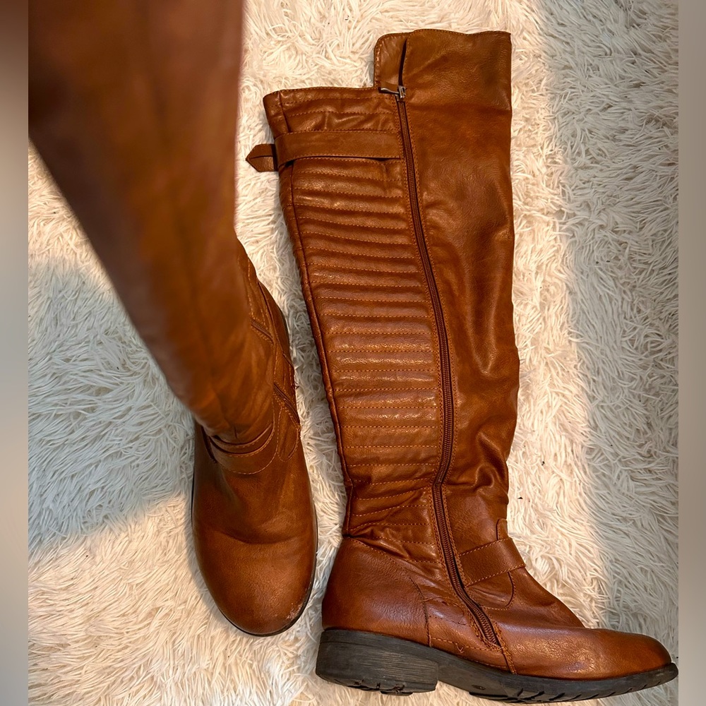 Brown long boots